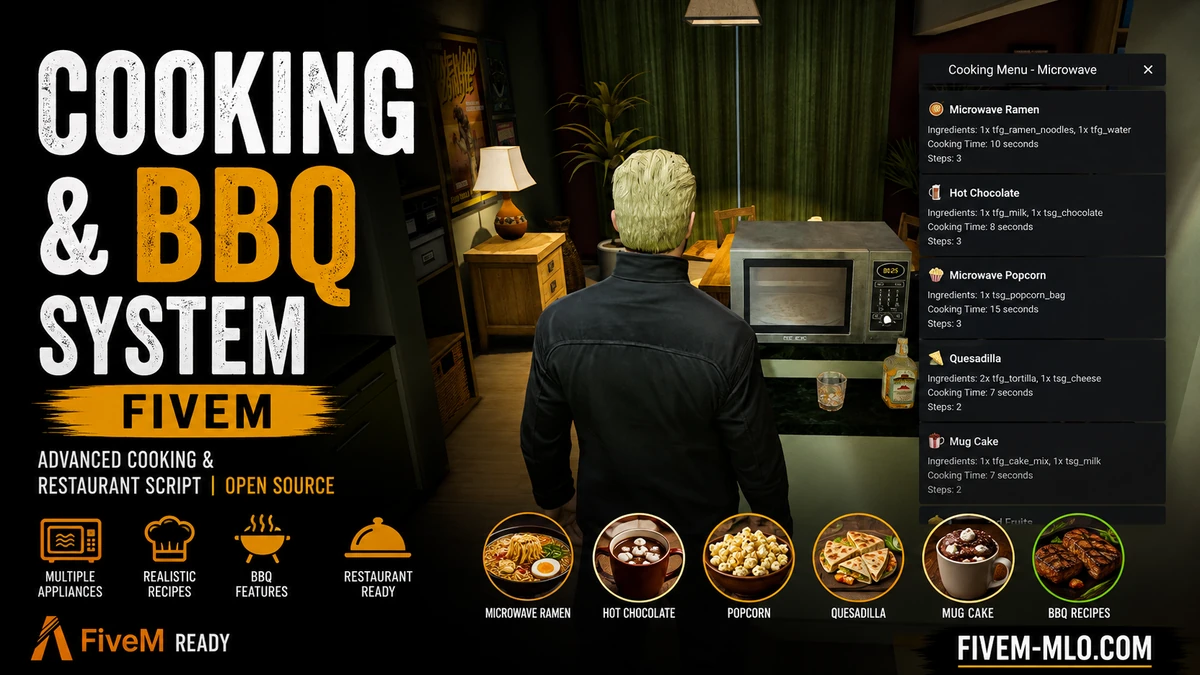 Cooking & BBQ System FiveM | Advanced Cooking & Restaurant Script | Open Source